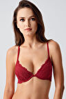 Kadın Bordo Dantelli Destekli B Cup Sütyen