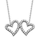 925 Ayar Gümüş İki Kalp Kolye