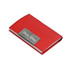 İsme Kişiye Özel Termo Deri Yüzeyli Kırmızı Kartvizitlik