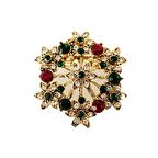 Pigado Renkli Kristal Taşlı Sarı Aksesuar Kadın Broş