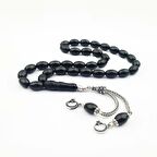 925 Ayar Gümüş Ayyıldız Püsküllü Arpa Kesim Oltu Tesbih