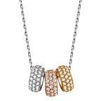 925 Ayar Gümüş Zirkon Taşlı Üç Renk Alyans Kolye