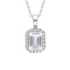 925 Ayar Gümüş Starlight Diamond Pırlanta Kare Baget Tektaş Kolye