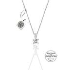925 Ayar Gümüş Swarovski Tek Taş Kolye * Sertifikalı * QR Kodlu