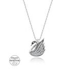 Gümüş Swarovski Zirkon Kuğu Kolye Sertifikalı Qr Kodlu