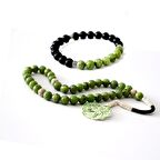 1000 Ayar Gümüş Püsküllü Yeşim Taşı Tesbih Bileklik Seti