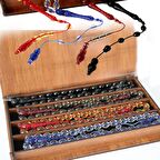 Özel Tasarım Ahşap Kutusunda Yumuşak Çekim 4'lü Arpa Kesim Tesbih