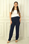 Yanları Lastikli İthal Krep Büyük Beden Pantolon