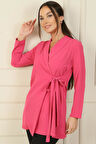 Devrik Yaka Beli Bağlamalı Krep Ceket