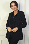 Kadın Kol Ucu Büzgülü Şal Yaka Uzun Kol Ceket