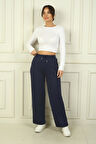 Kadın Beli Lastikli Cepli Palazzo Pantolon