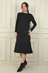 Kadın Kristal Basic Yandan Yırtmaçlı Midi Elbise