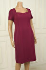 Kadın Yarım Kollu Astarlı Büyük Beden Krep Elbise