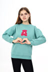 Kız Çocuk Nakış Baskılı Sweatshirt  7-13 Yaş Lx289