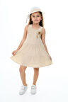 Kız Çocuk Şapkalı-Askılı Elbise  4-12 Yaş Hw0575