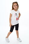 Kız Çocuk Kısa Taytlı Takım (T-shirt+Tayt) 3-13 Yaş Zu101