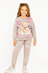 Kız Çocuk 2 İplik Şardonsuz Ayıcık Baskılı Alt-Üst Takım-3 -10 Yaş 12415