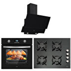 Çetintaş Airfrey 5234 E - 848 CAT - D 55231 Siyah Cam Ankastre Set