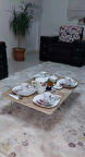 Ahşap Dikdörtgen Yer Sofrası-Hamur Açma Masası Kahverengi Mermer  60 x 90 cm