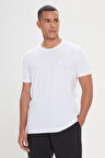 %100 Organik Pamuklu Erkek Beyaz Slim Fit Dar Kesim Bisiklet Yaka Tişört