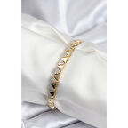 Pirinç VIP Seri Gold Renk Sıralı Üçgen Model Kadın Bileklik