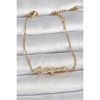 316L Çelik Gold Renk Atatürk İmza Model Kadın Bileklik