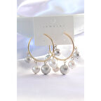 Pirinç Gümüş Renk Topçuk Model Gold Renk Halka Küpe