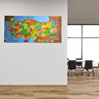 Renkli Türkiye Haritası Manyetik Yapıştırıcı Gerektirmeyen Duvar Stickerı 118 Cm * 56 Cm (4915)