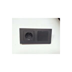 Ovivo Grano Siyah Anahtar Topraklı Priz +2 Li Çerçeve