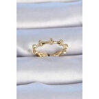 Pirinç Gold Renk Zirkon Taşlı Kadın Yüzük