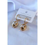 316L Çelik Gold Renk Zirkon Taş Detay Kadın Küpe