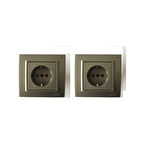 Mina Antrasit 1 Adet Topraklı Priz (ovivo) Çerçevelidir