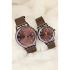 Kahverengi Deri Kordonlu Rose Metal Kasa Sevgili Saatleri