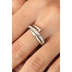 Gümüş Renk Taşlı Çivi Ayarlanabilir Kadın Yüzük