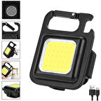 Led Anahtarlıklı Cep Boy Cob Led Metal Kasa Mıknatıslı Şişe Açacağı Usb Li Şarj Edilebilir El Feneri Hs-37