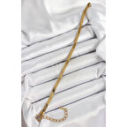 316L Çelik Gold Renk Yassı Zincir Model Kadın Bileklik