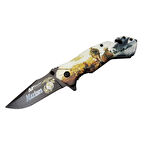 4 23 2 Marines Kurtarma / Kamp Çakı 20cm - Yarı Otomatik, Cam Kırma Ve İp Kesme Aparatlı