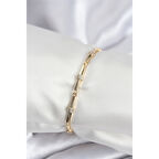 Pirinç VIP Seri Gold Renk Parçalı Model Zirkon Taşlı Kadın Bileklik