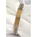 316L Çelik Gold Gümüş Renk Zincir Künye Model Erkek Bileklik