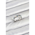 Pirinç Gümüş Renk Mavi Zirkon Taşlı Kutup Yıldızı Model Kadın Yüzük