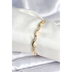 Pirinç Gold Renk Dalgalı Model Kadın Bileklik