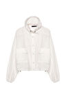 Büyük Cepli Kapüşonlu Ceket Ekru