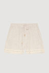 Beli Lastikli Şeritli Dokulu Mini Şort Naturel