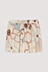 Beli Lastikli Desenli Mini Şort Naturel