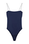 Çıtçıtlı İnce Askılı Bodysuit Lacivert