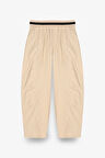 Beli Ribanalı Paraşüt Pantolon Bej
