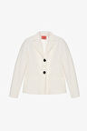 Çift Düğmeli Dikiş Detaylı Blazer Ceket Ekru
