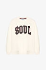 Soul Nakışlı Oversize Sweatshirt Ekru