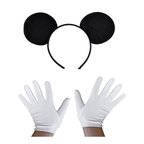 Siyah Mickey Mouse Tacı ve Beyaz Eldiven Seti (5582)