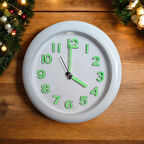 Fosforlu Duvar Saati Çap 25 cm Karanlıkta Parlayan Fosforlu Dörtgen Küpe Seti